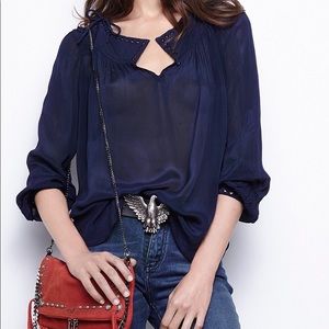 Beautiful 100% viscose boho shirt/midnight blue.